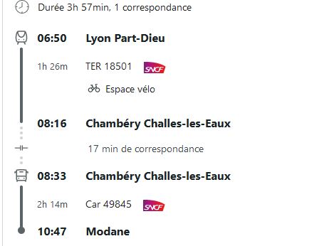 itinéraire train de lyon à modane, trek 3 jours